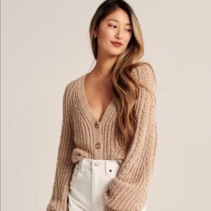 Abercrombie & Fitch Puff Sleeve Cropped Cardigan